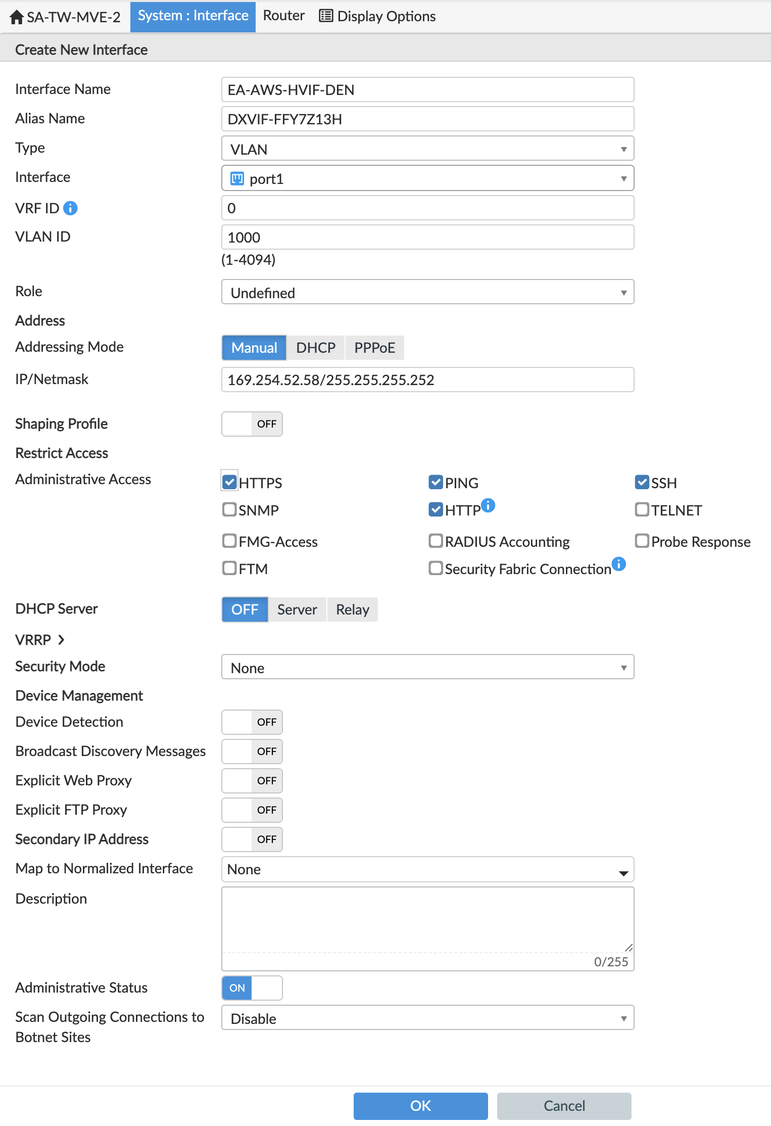 Interface Settings