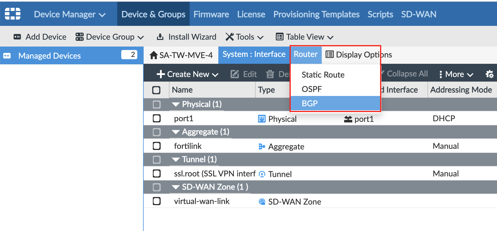 BGP configurações