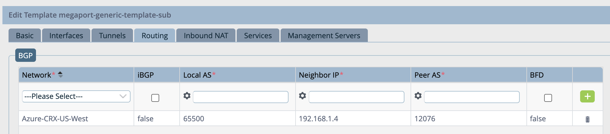 Versa BGP Configurações