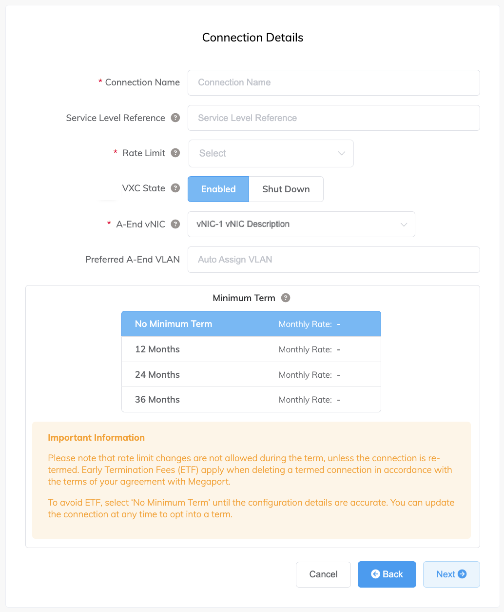 Connection details
