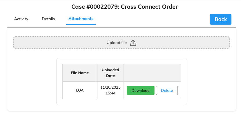 Lista de arquivos carregados