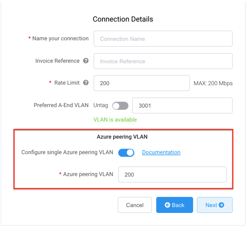 Azure peering example
