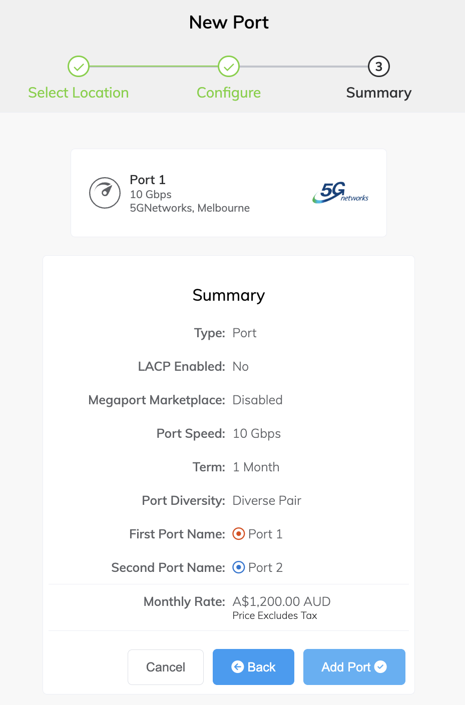 Create Port summary
