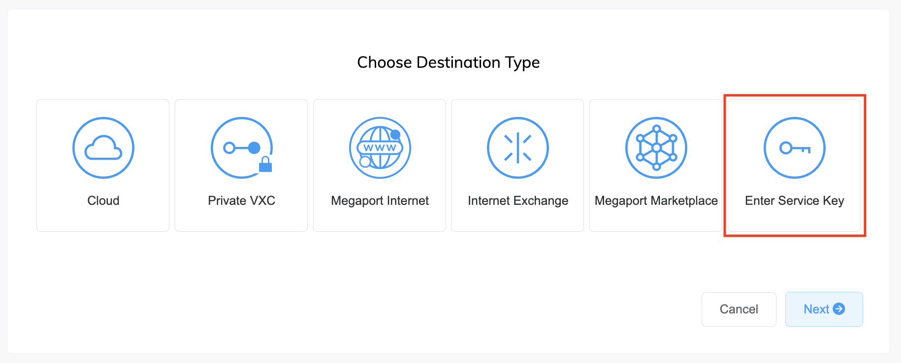 Add Service Key Connection