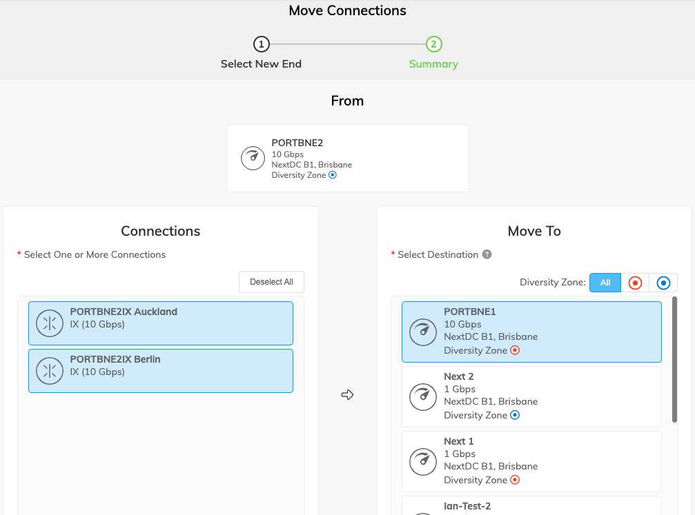 This image shows the list where you can select the IXs to move.
