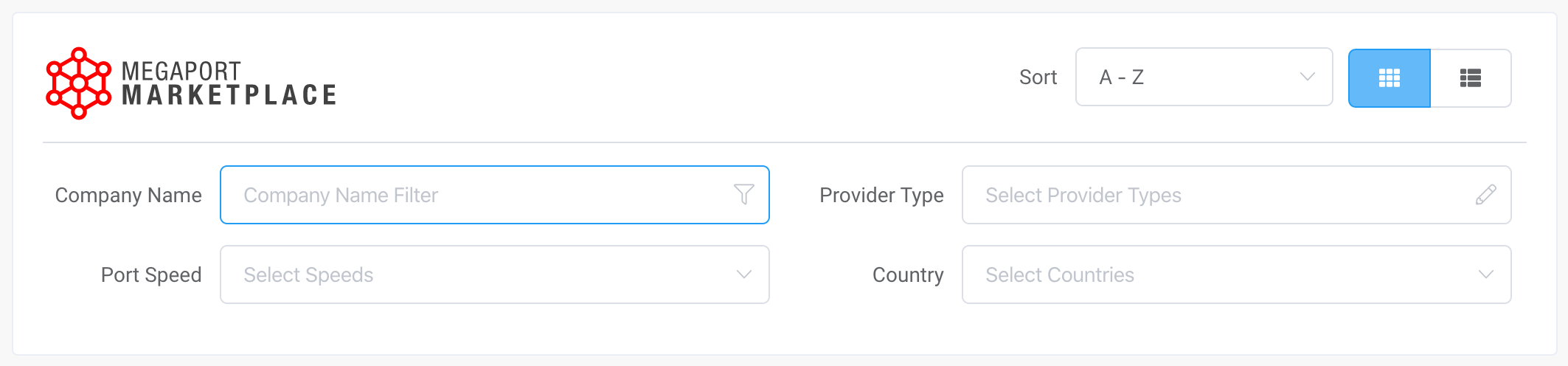 Megaport Marketplace filters