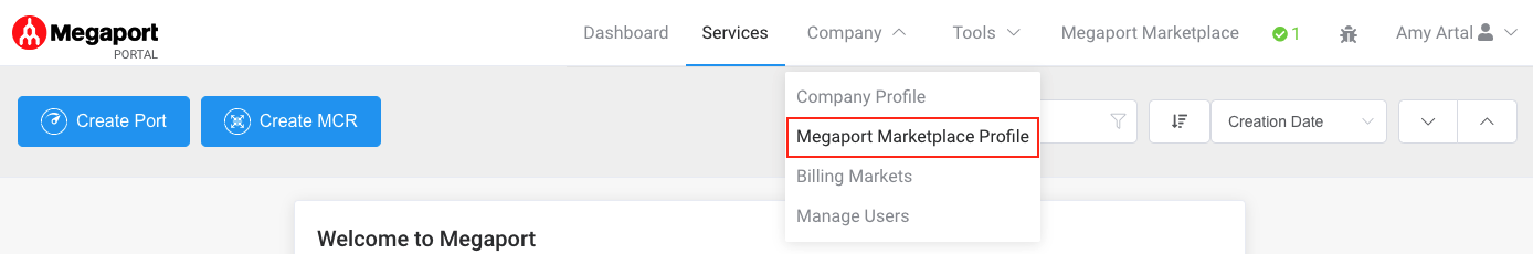 Megaport Marketplace Perfil