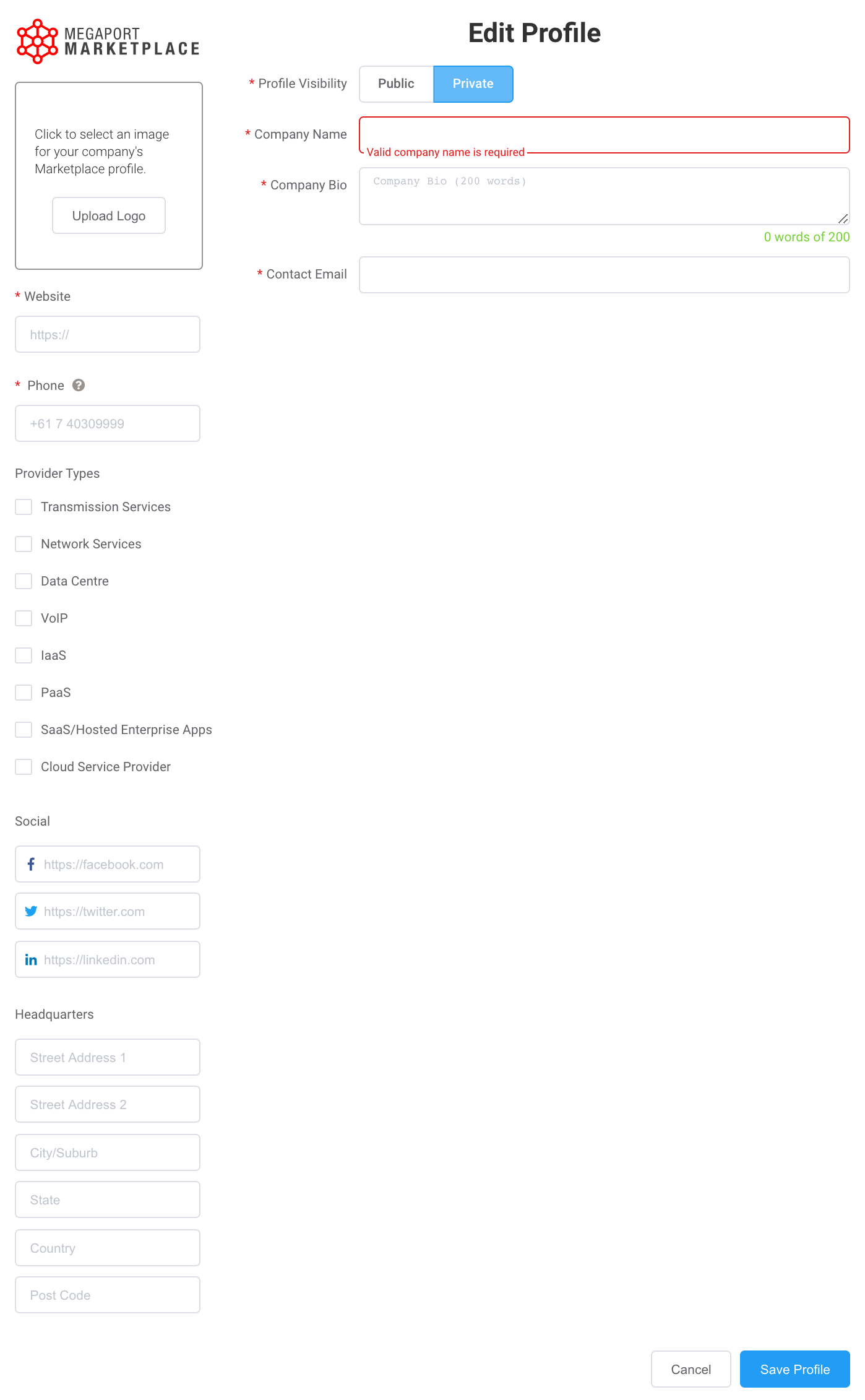 Megaport Marketplace Profile