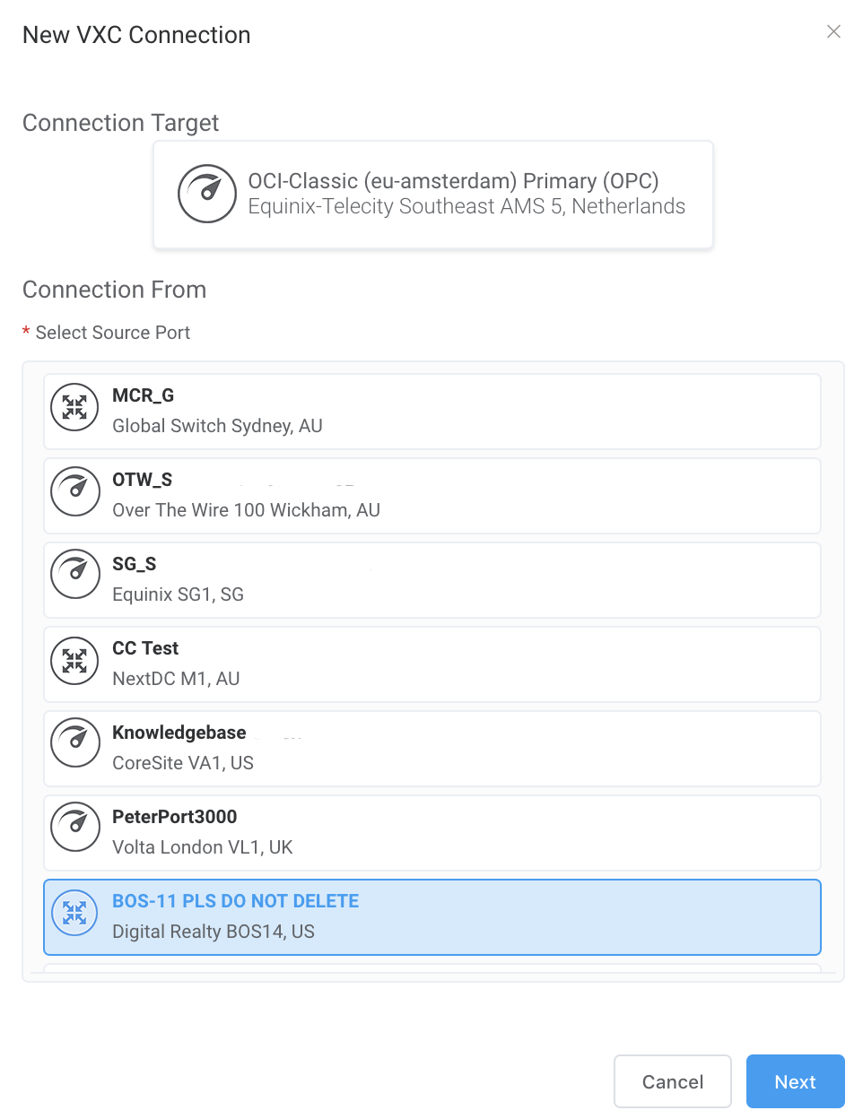 Megaport Marketplace VXC Connection