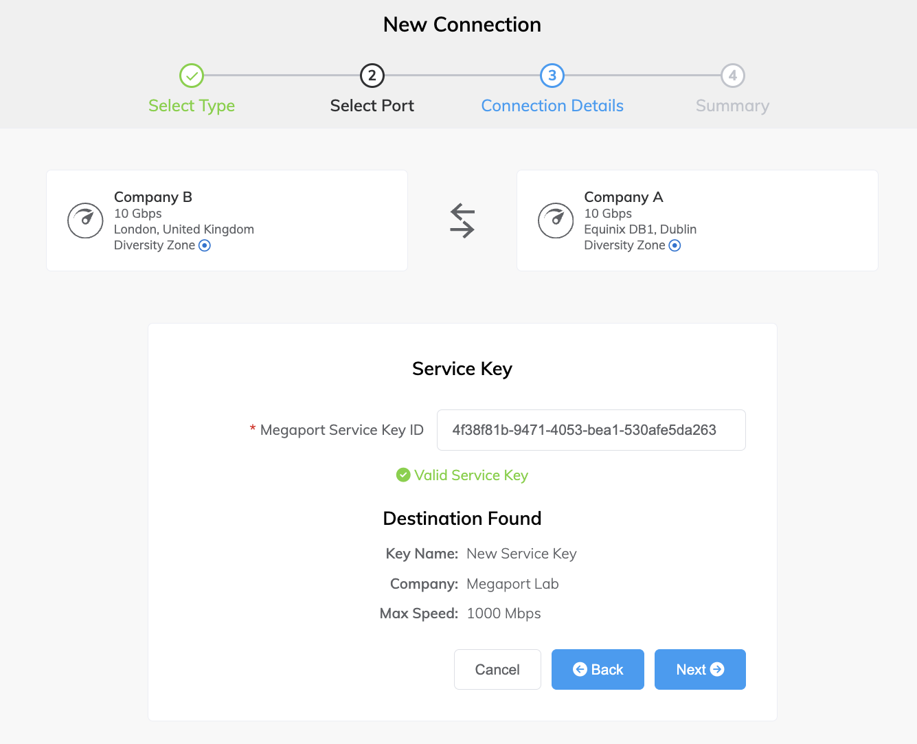 Service key validation