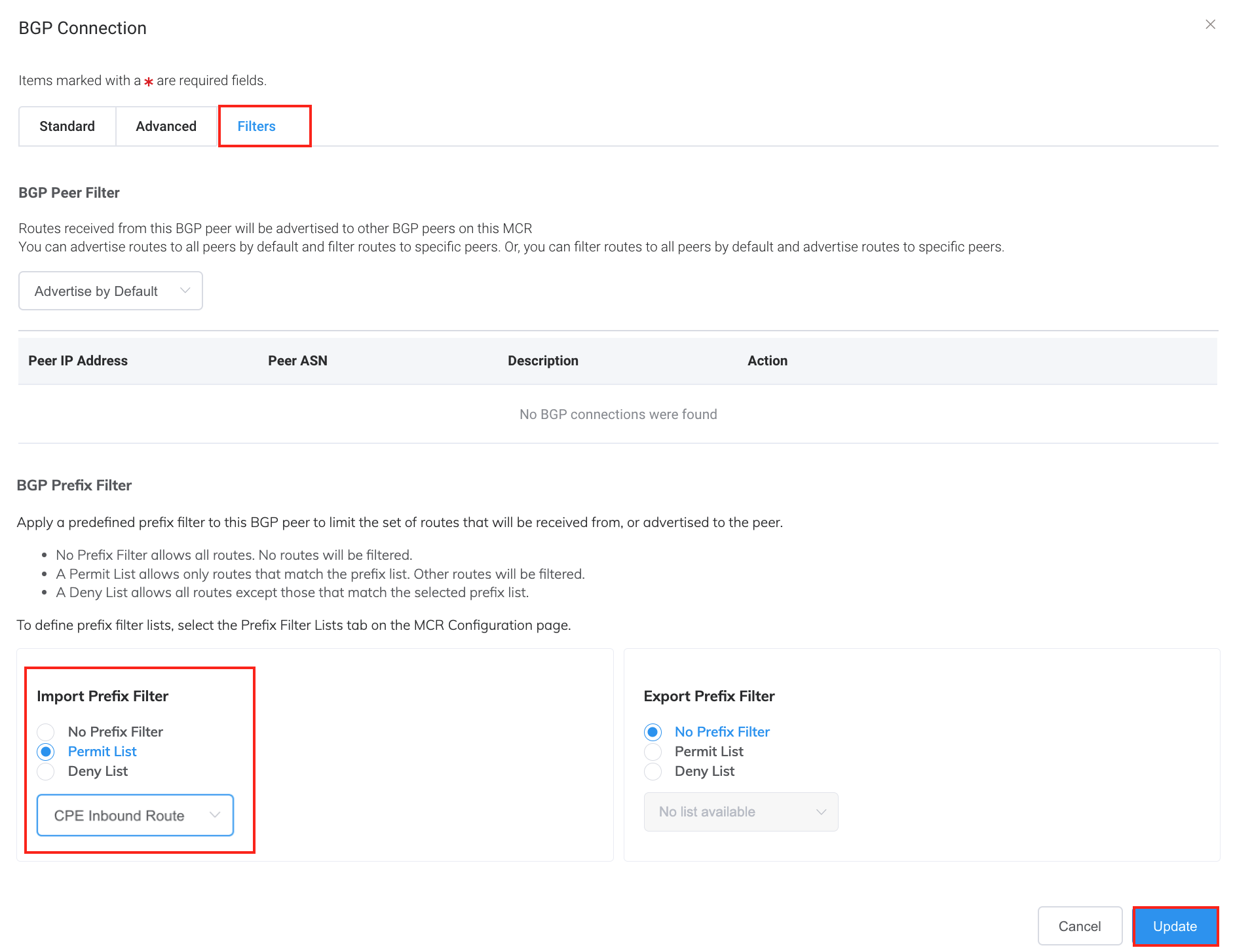 Attach prefix filter