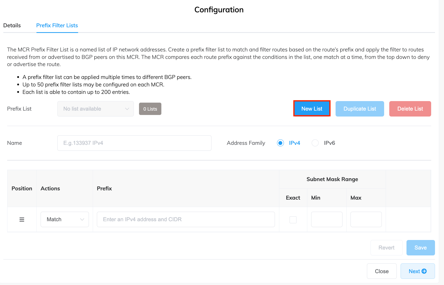 New prefix filter