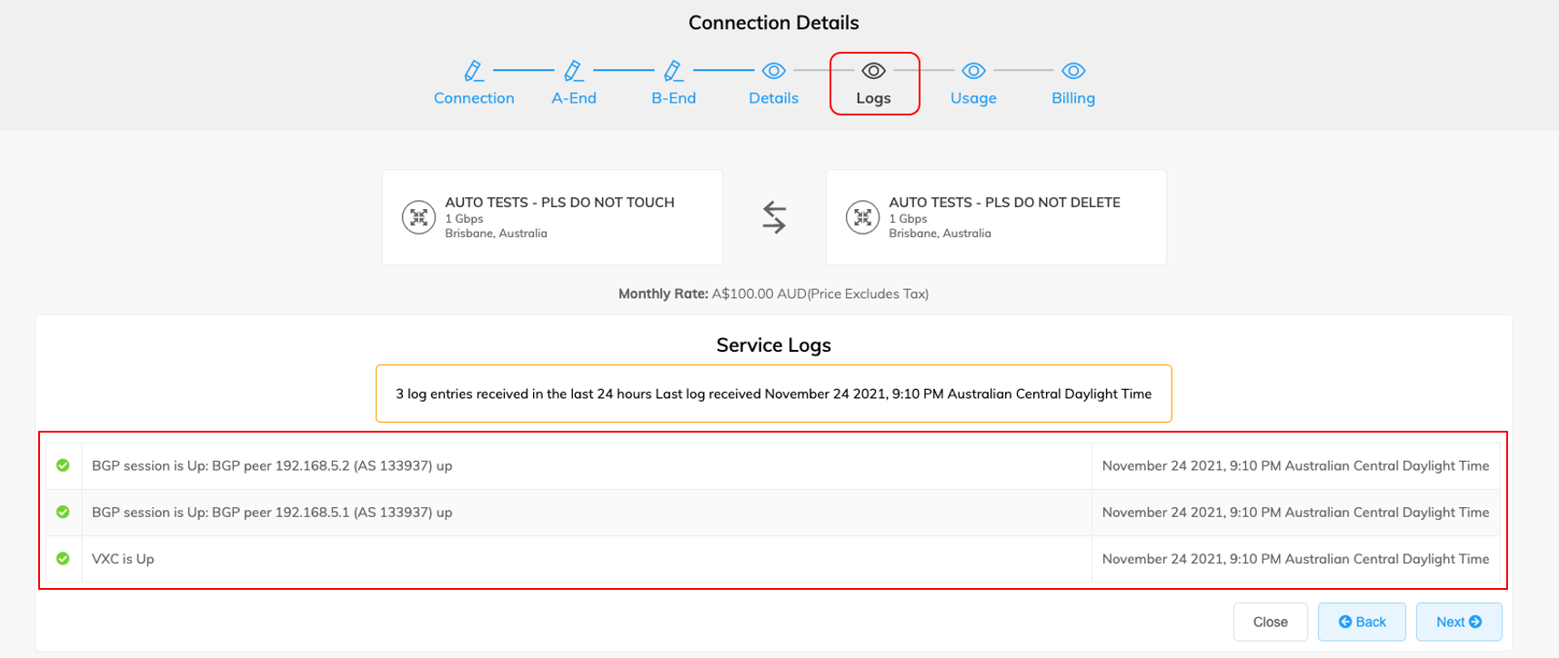Service Logs