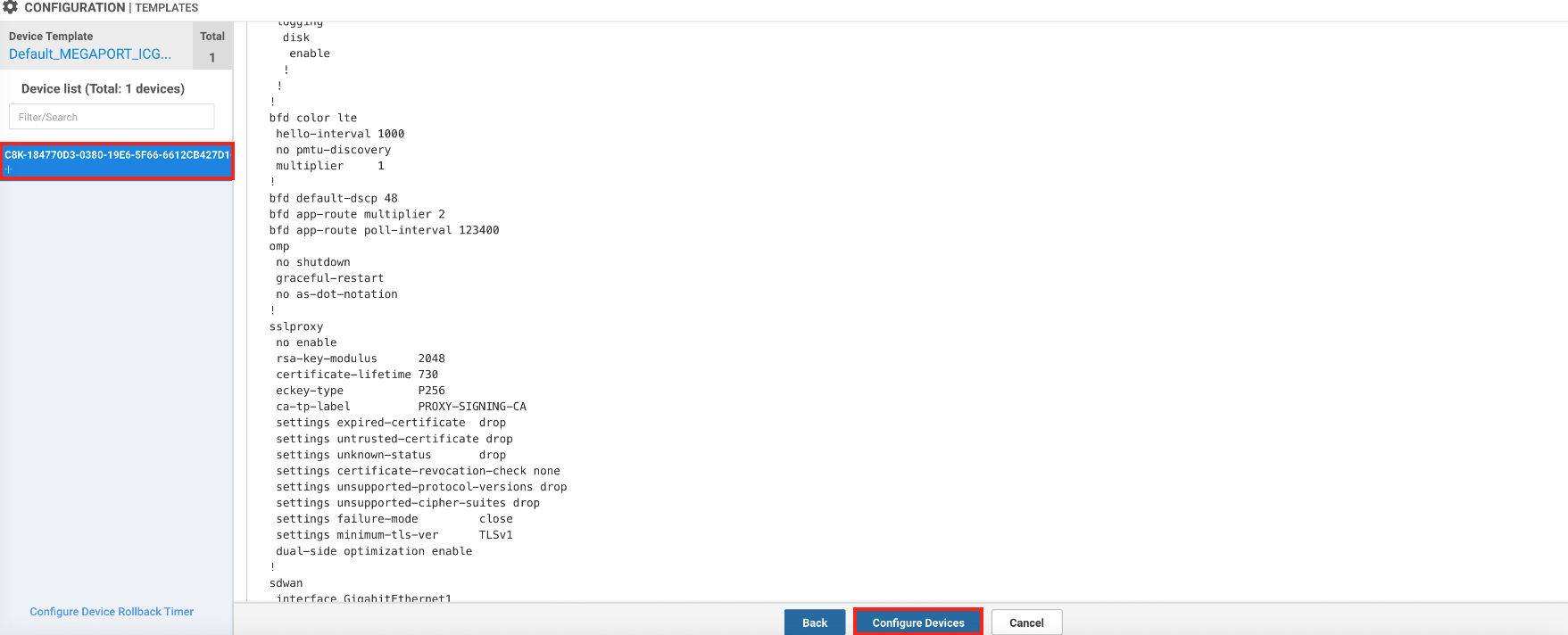 configurar dispositivo no vManage