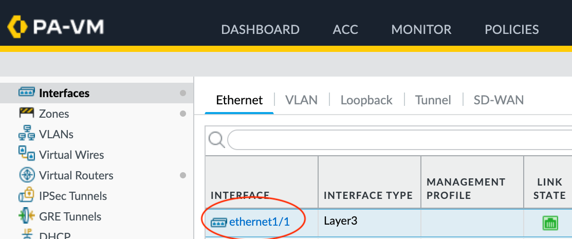 Interfaces Ethernet da Palo Alto Networks