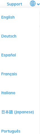 Esta imagem mostra como definir o idioma preferido para o site de documentação da Megaport