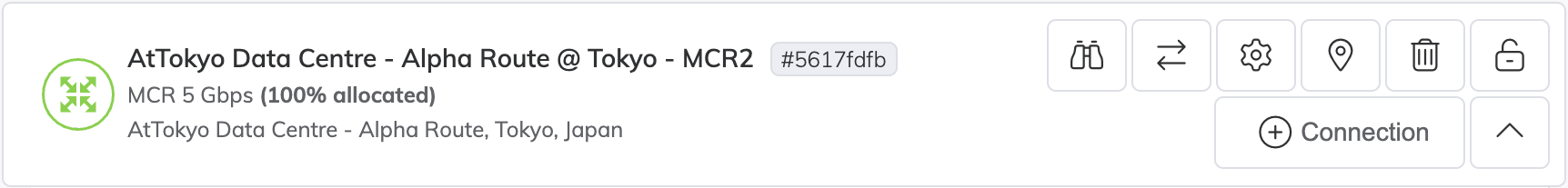 MCR exibido na página de Serviços