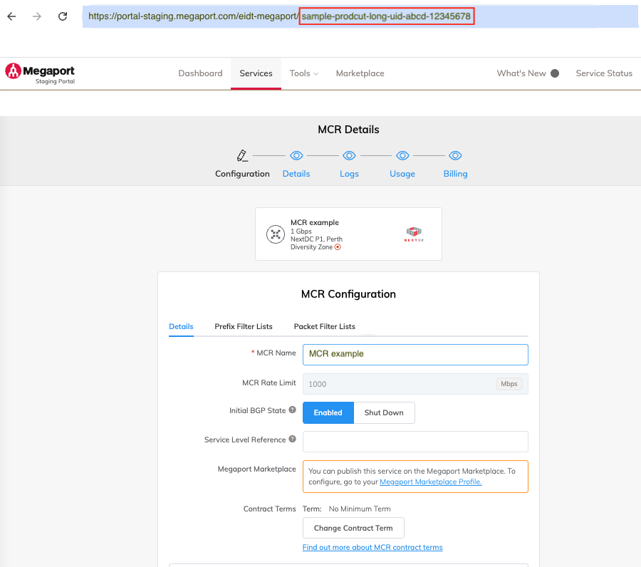 Você pode encontrar o UID longo do produto no portal