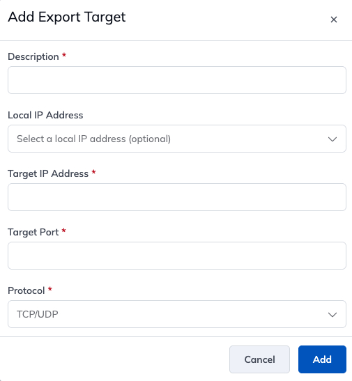 Add export target fields