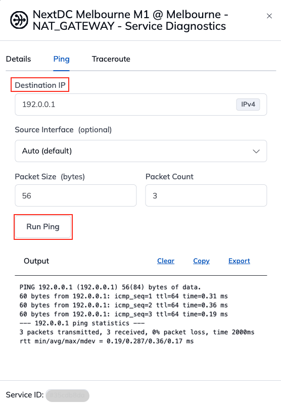 Ping output