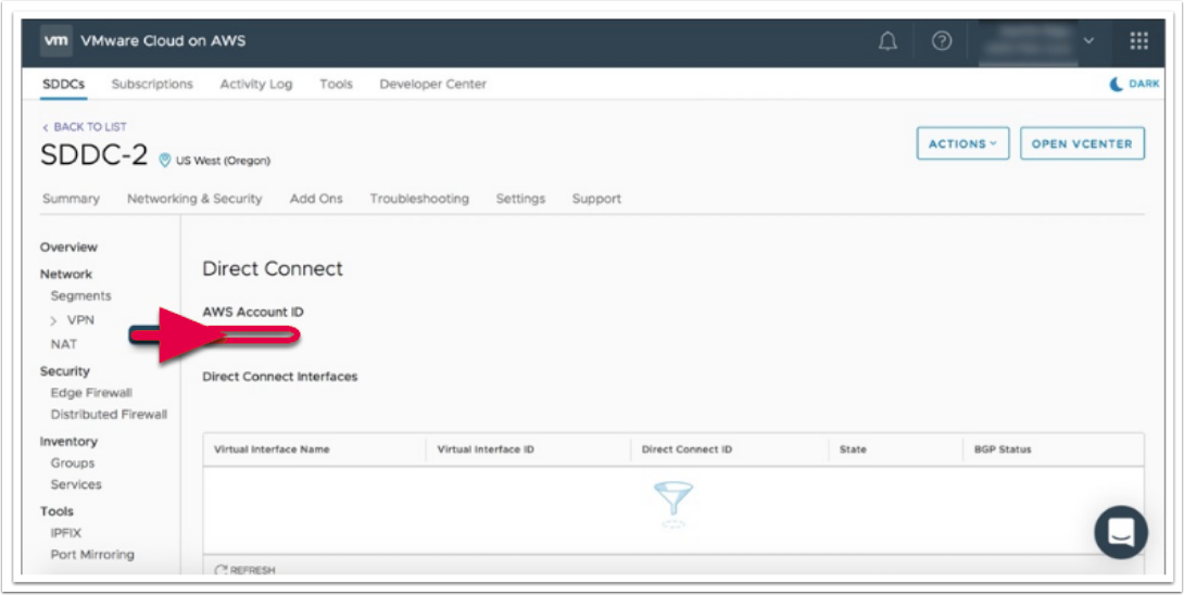 VMware Cloud on AWS 账户编号