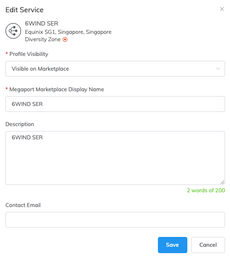 将 Port 添加到你的 Megaport Marketplace 资料