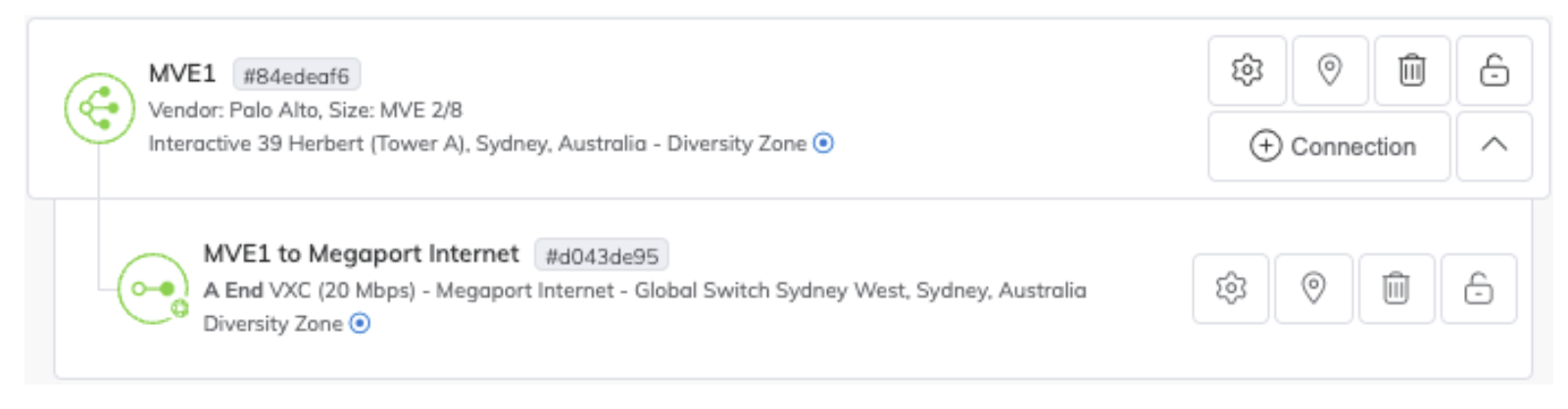 位于 Megaport Portal 中的 Palo Alto Networks MVE
