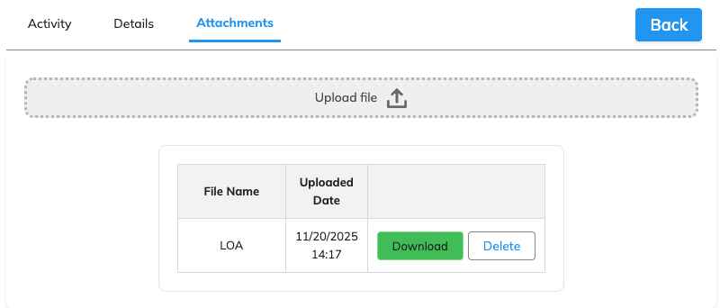 Support Requests Portal Attachments 索引標籤