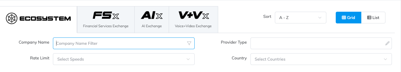 Megaport Marketplace 篩選器
