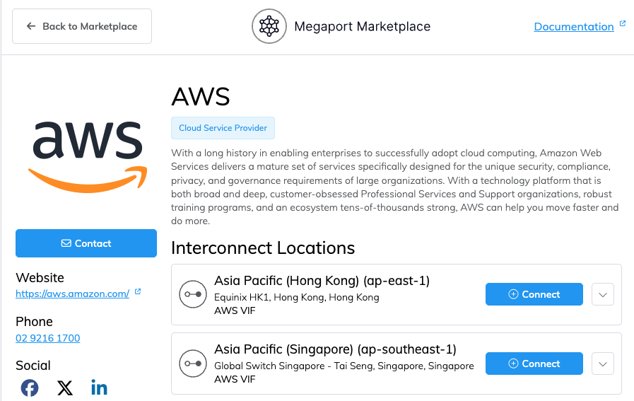 Megaport Marketplace 資料檔案